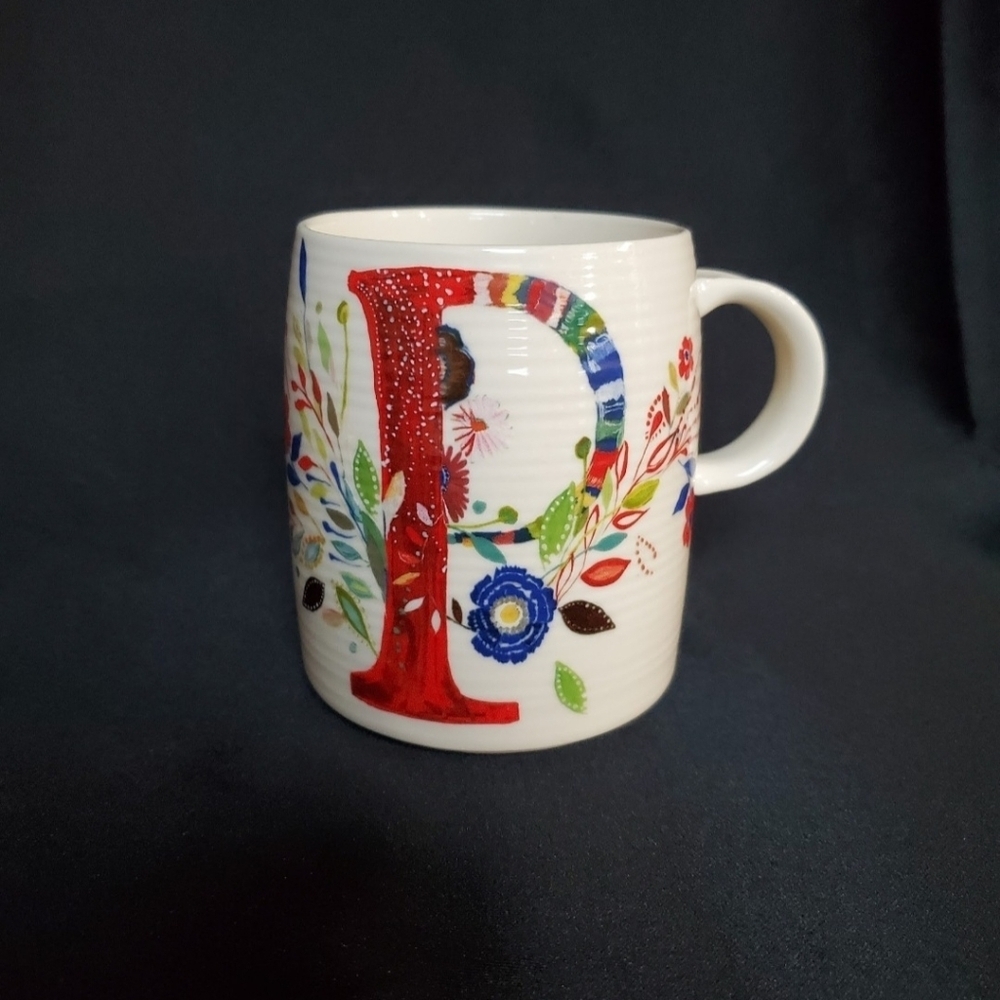 Anthropologie Petal Palette Monogram Letter P Mug